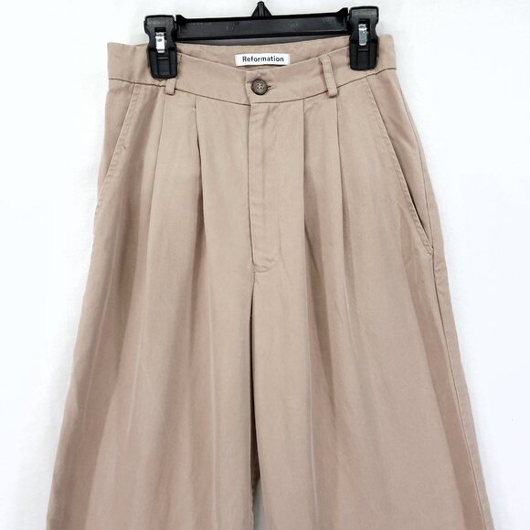 Reformation Mason Pleated Pants Size 0 Wide Leg Trouser 31" - Picture 15 of 16
